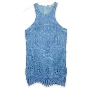 Lovers + Friends | Caspian Blue Guipure Lace Shift Mini Dress Sz XS